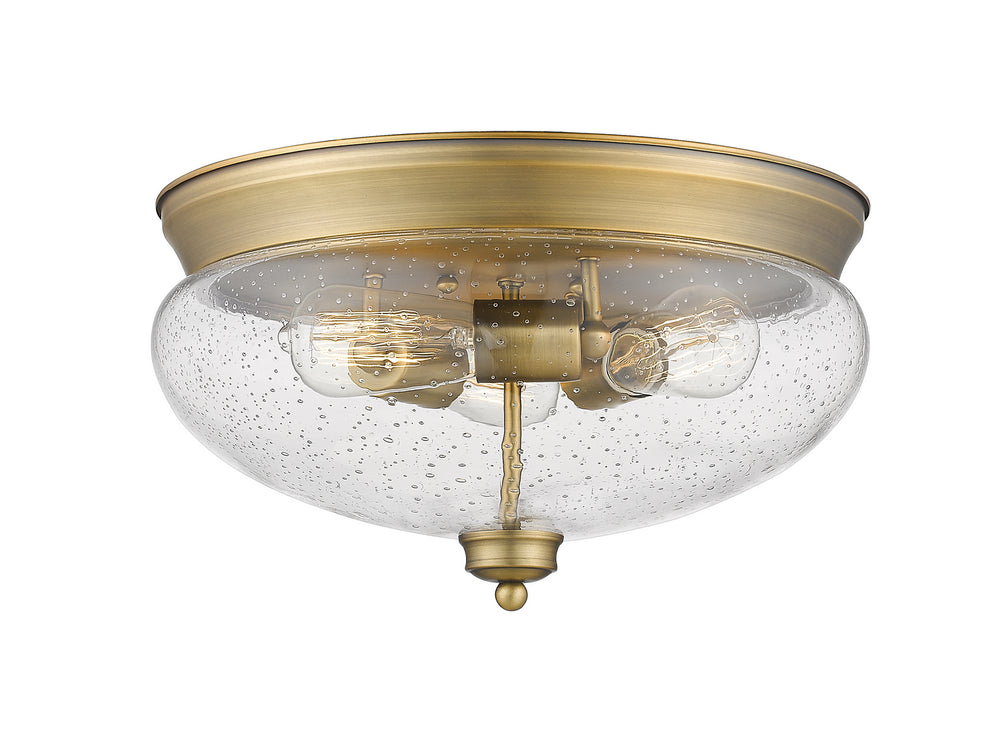 Z-Lite Canada - Three Light Flush Mount - Amon - Heritage Brass- Union Lighting Luminaires Decor