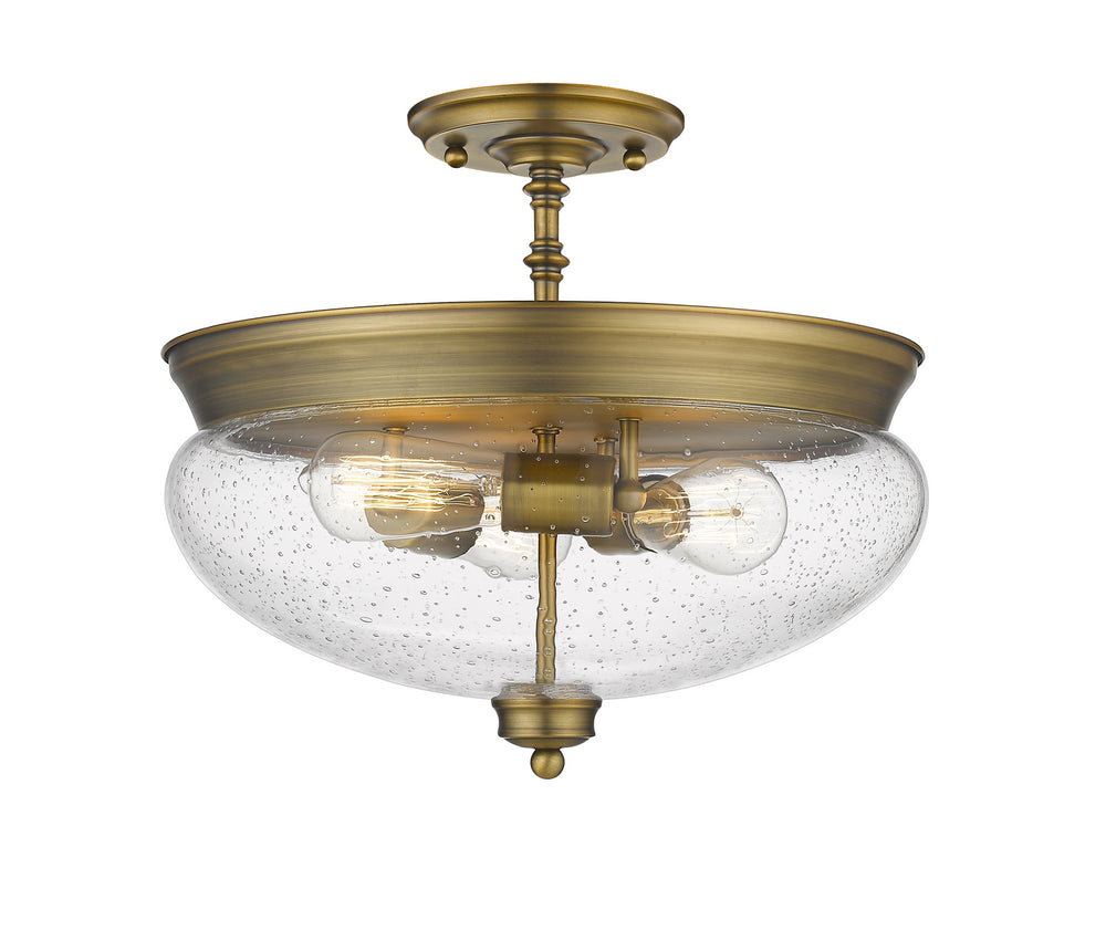 Z-Lite Canada - Three Light Semi Flush Mount - Amon - Heritage Brass- Union Lighting Luminaires Decor