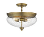 Z-Lite Canada - Three Light Semi Flush Mount - Amon - Heritage Brass- Union Lighting Luminaires Decor