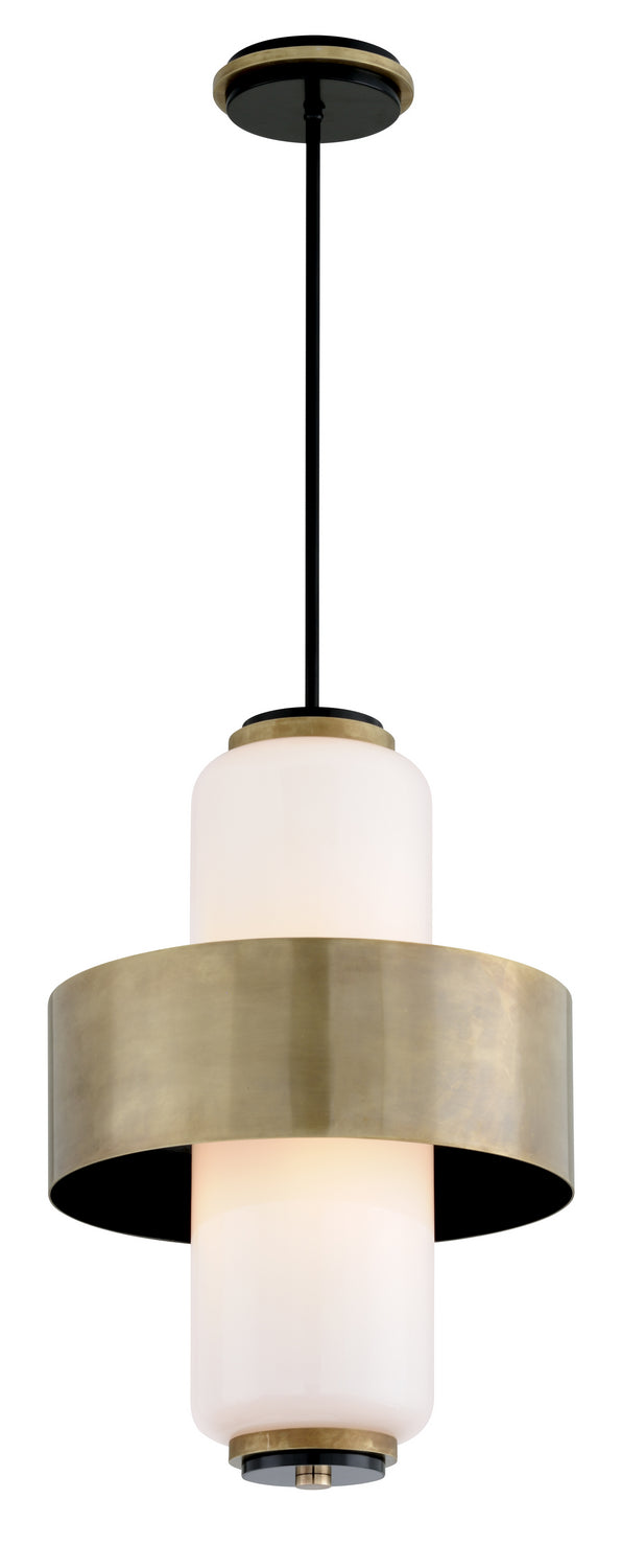 Corbett Lighting Canada - Four Light Pendant - Melrose - Vintage Brass/Soft Black- Union Lighting Luminaires Decor