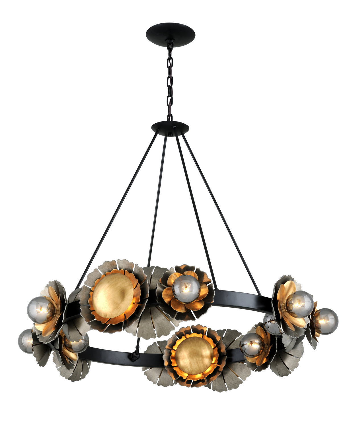 Corbett Lighting - 16 Light Chandelier - Magic Garden - Black Graphite Bronze Leaf- Union Lighting Luminaires Decor