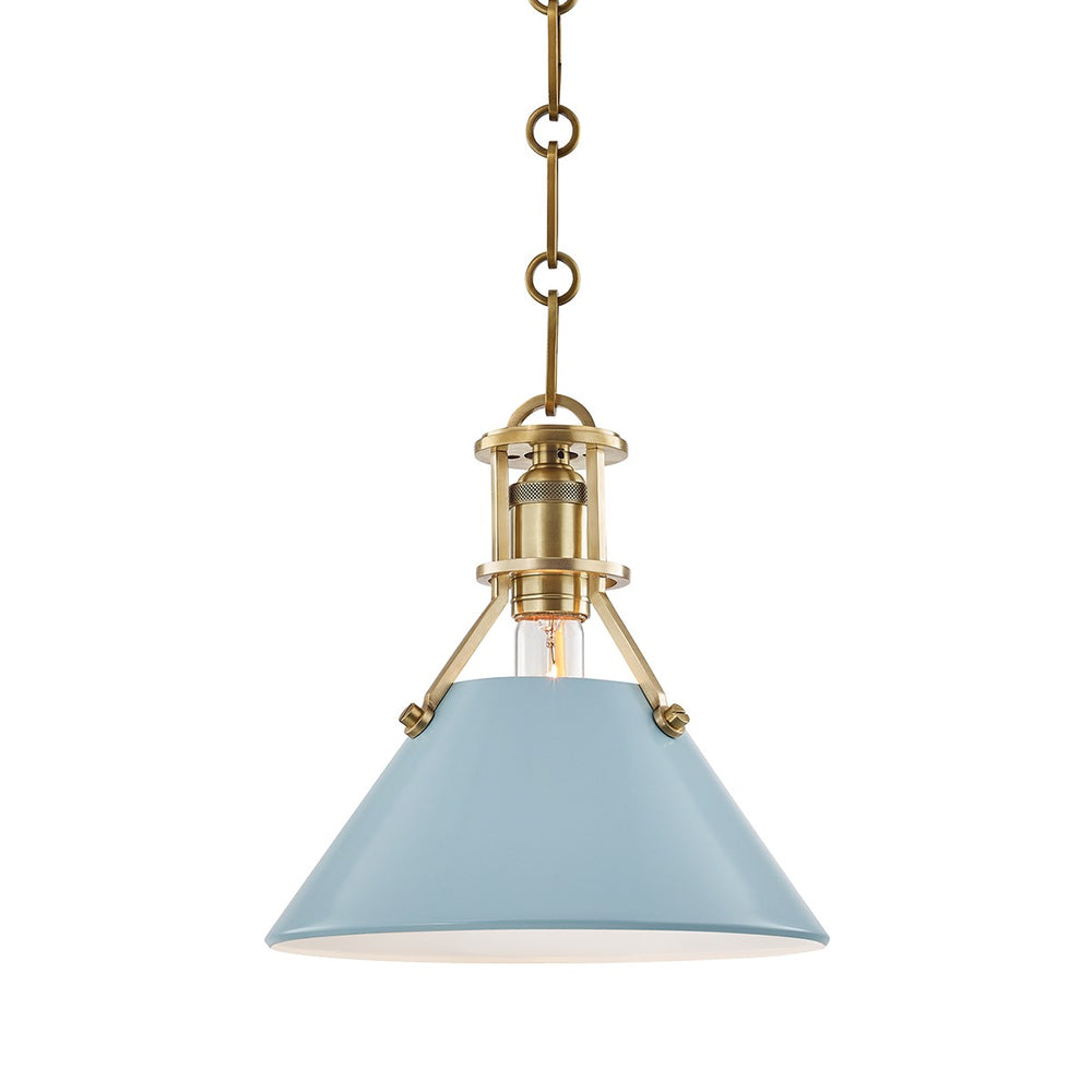 Hudson Valley Canada - One Light Pendant - Painted No.2 - Aged Brass/Blue Bird- Union Lighting Luminaires Decor