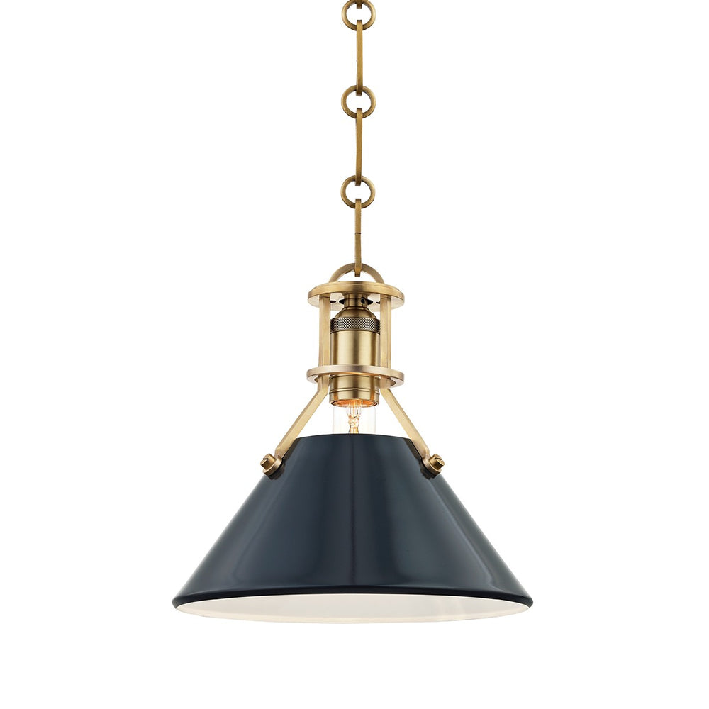 Hudson Valley Canada - One Light Pendant - Painted No.2 - Aged Brass/Darkest Blue- Union Lighting Luminaires Decor
