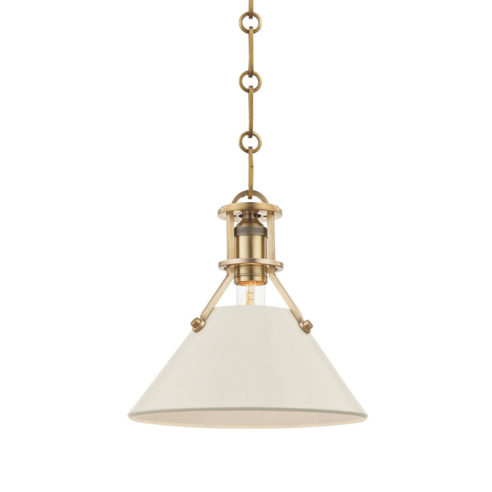 Hudson Valley Canada - One Light Pendant - Painted No.2 - Aged Brass/Off White- Union Lighting Luminaires Decor