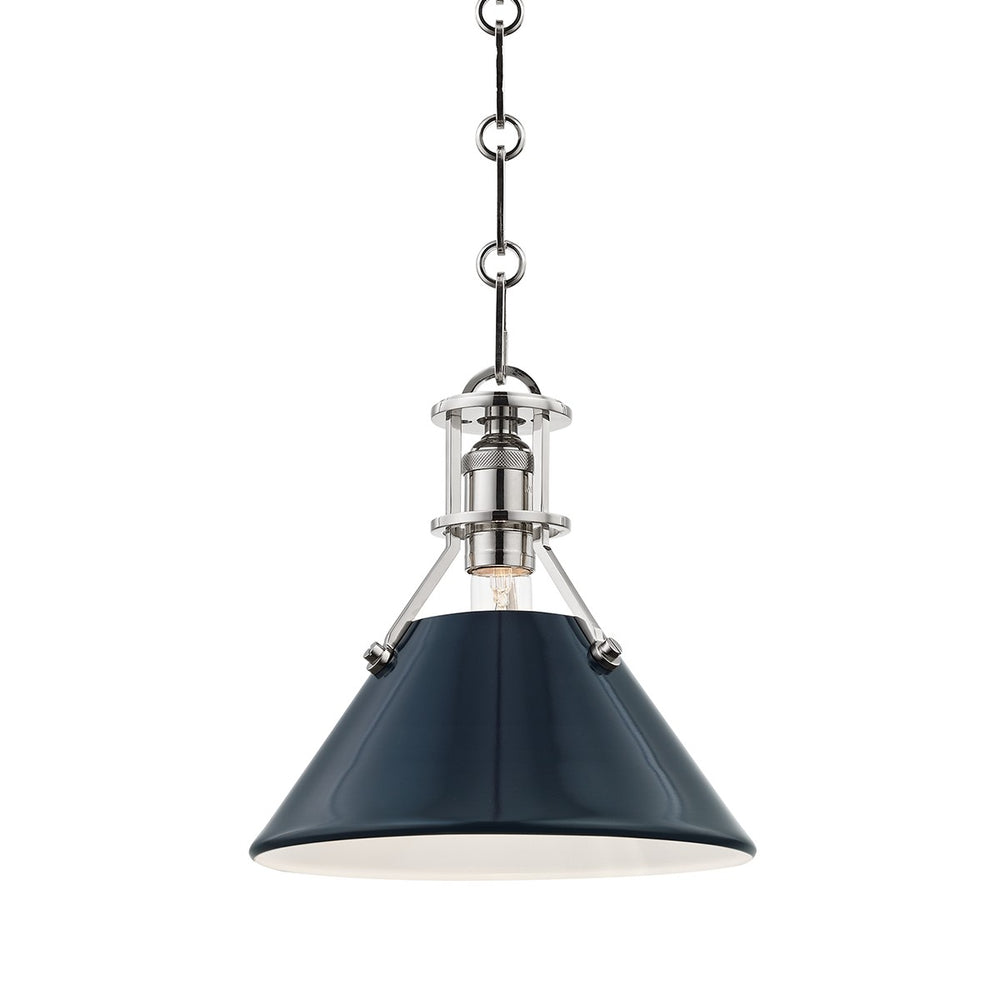 Hudson Valley Canada - One Light Pendant - Painted No.2 - Polished Nickel/Darkest Blue- Union Lighting Luminaires Decor