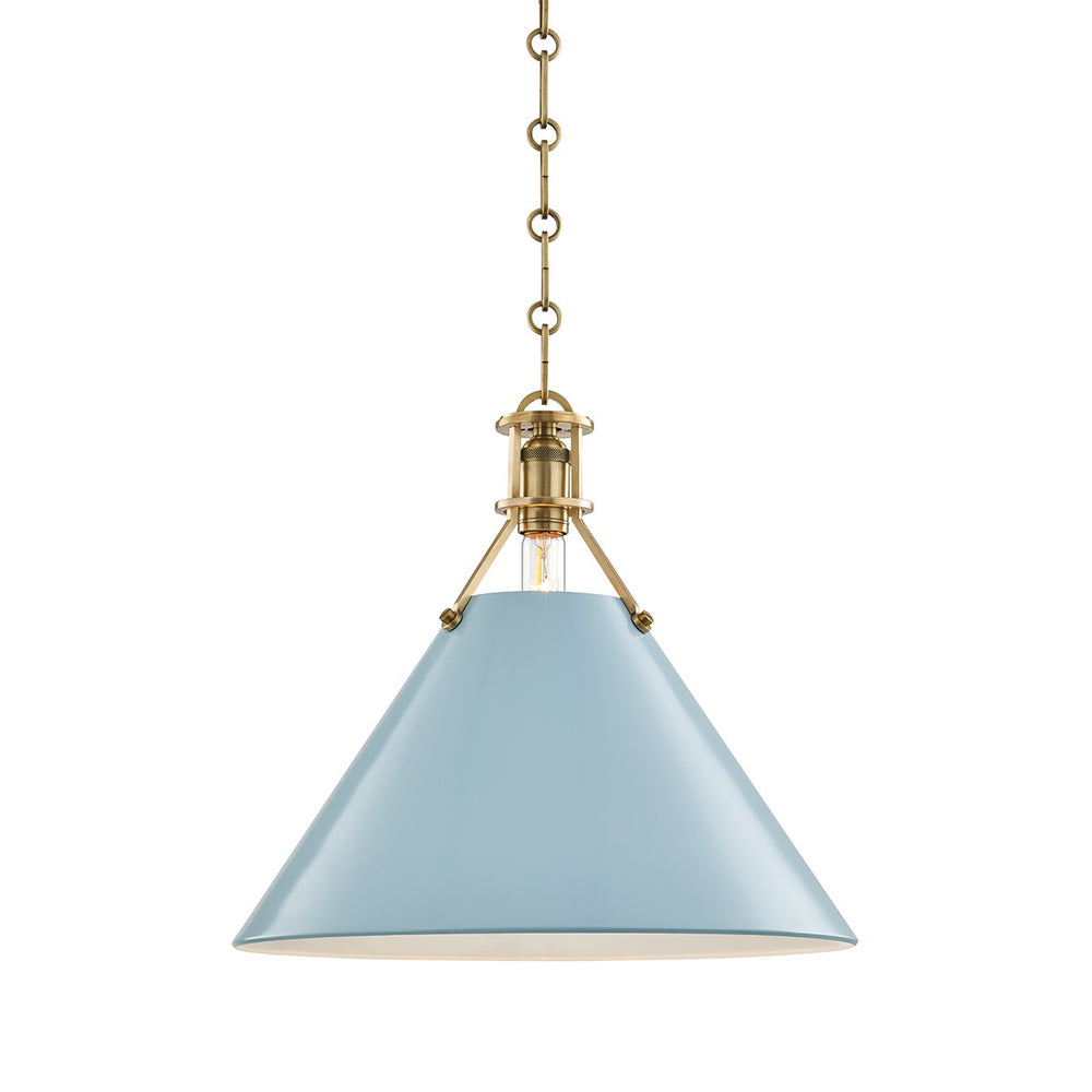 Hudson Valley Canada - One Light Pendant - Painted No.2 - Aged Brass/Blue Bird- Union Lighting Luminaires Decor