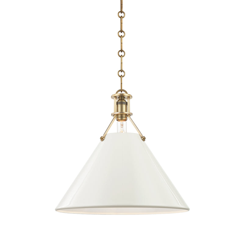 Hudson Valley - One Light Pendant - Painted No.2 - Aged Brass/Off White- Union Lighting Luminaires Decor