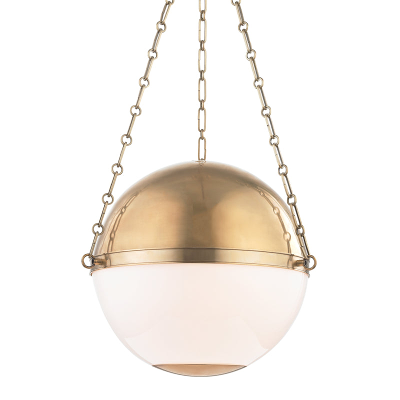 Hudson Valley - Three Light Pendant - Sphere No.2 - Aged Brass- Union Lighting Luminaires Decor