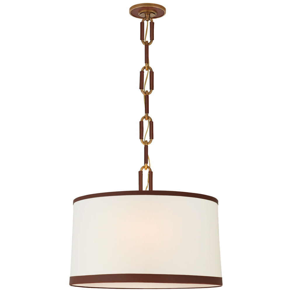 Ralph Lauren Canada - Three Light Pendant - Cody - Natural Brass with Saddle Leather- Union Lighting Luminaires Decor