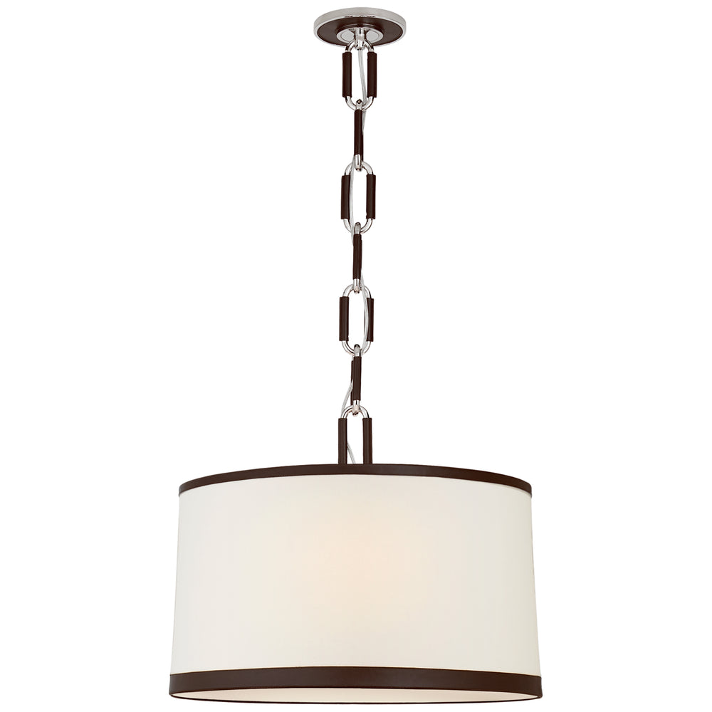 Ralph Lauren Canada - Three Light Pendant - Cody - Polished Nickel with Chocolate Leather- Union Lighting Luminaires Decor