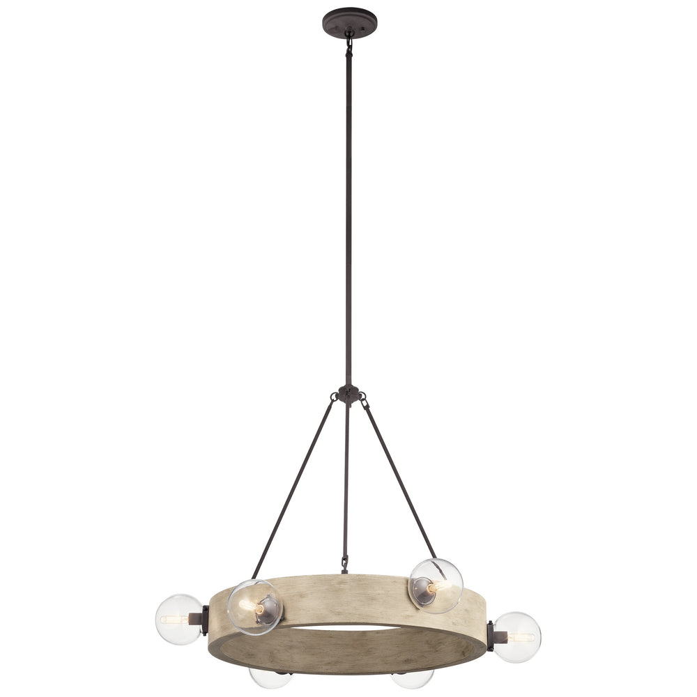 Kichler Canada - Six Light Chandelier - Marquee - White Washed Wood- Union Lighting Luminaires Decor