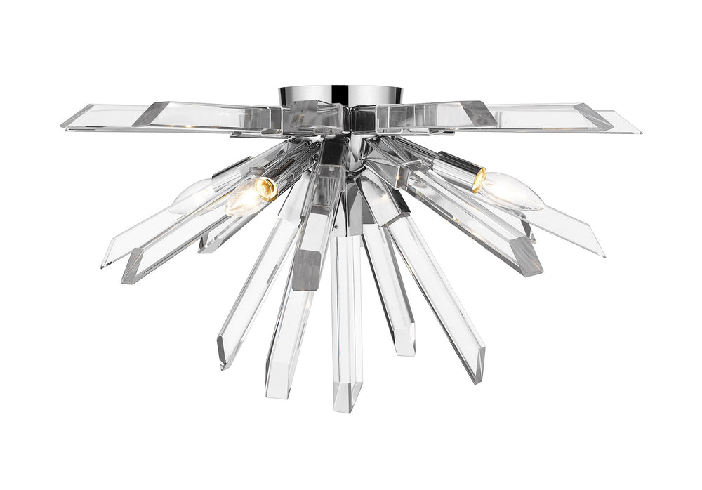 Z-Lite Canada - Four Light Flush Mount - Burst - Chrome- Union Lighting Luminaires Decor