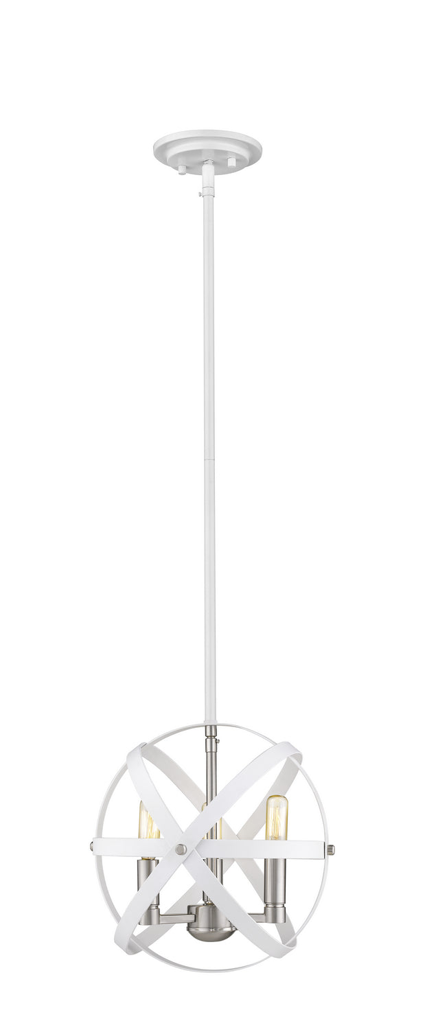 Z-Lite Canada - Three Light Chandelier - Cavallo - Hammered White + Brushed Nickel- Union Lighting Luminaires Decor