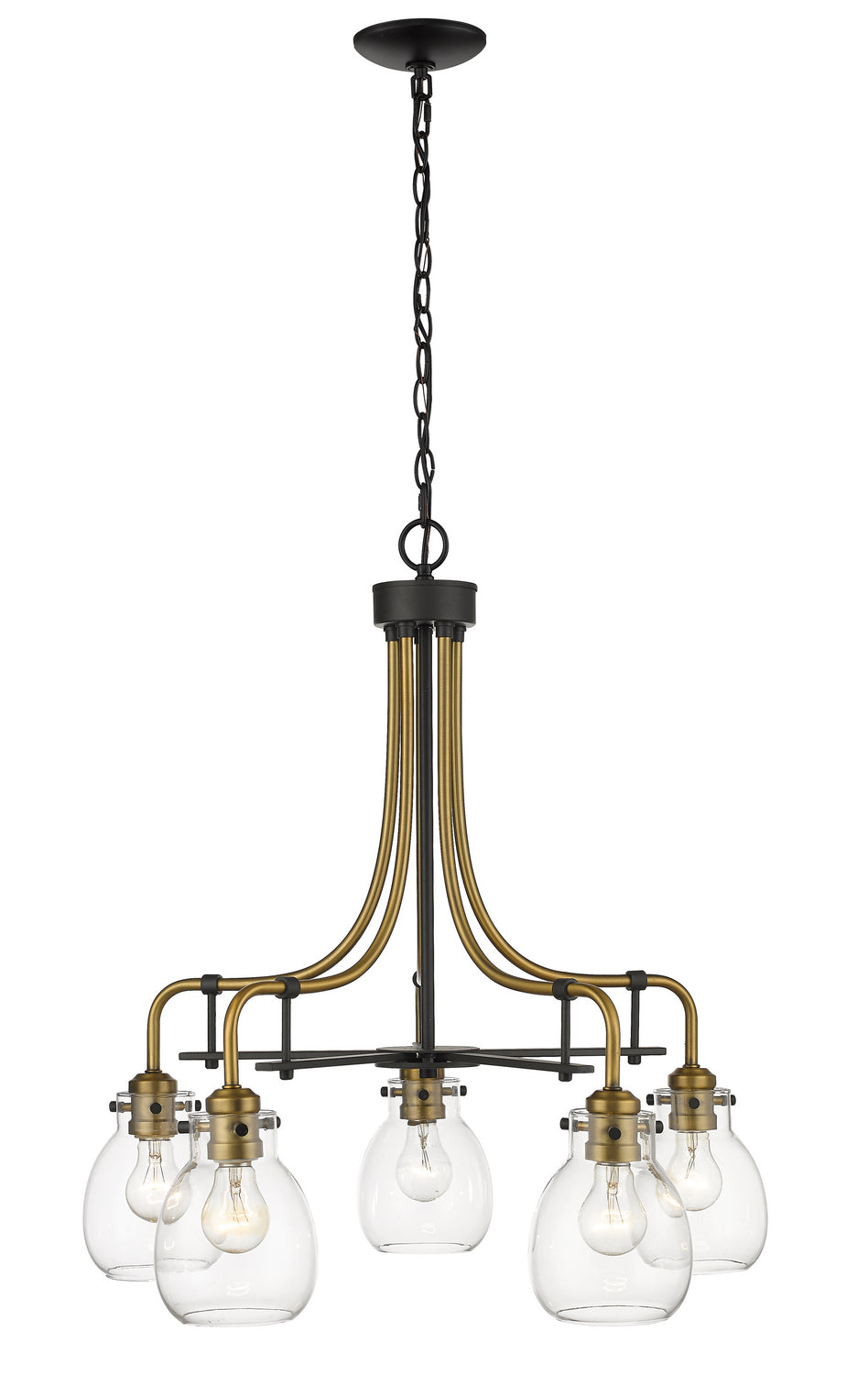 Z-Lite Canada - Five Light Chandelier - Kraken - Matte Black / Olde Brass- Union Lighting Luminaires Decor