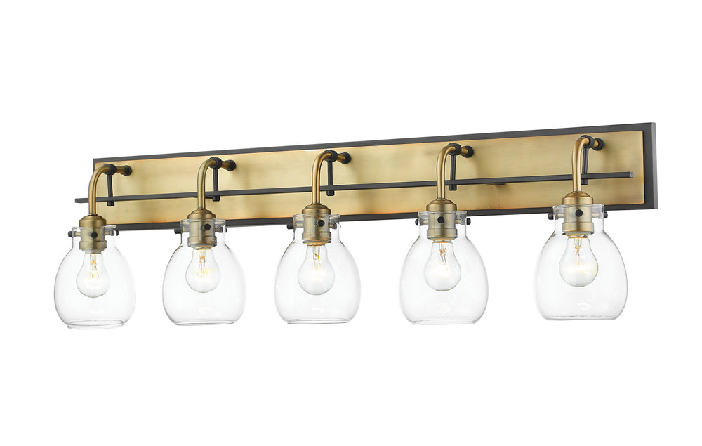 Z-Lite Canada - Five Light Vanity - Kraken - Matte Black + Olde Brass- Union Lighting Luminaires Decor