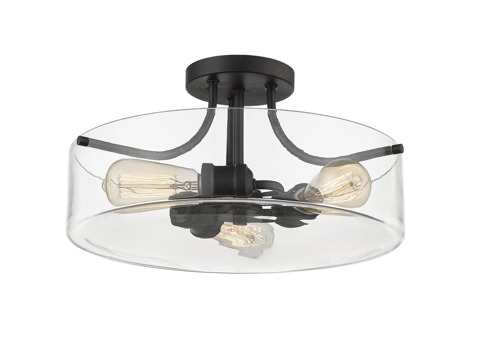 Z-Lite Canada - Three Light Semi Flush Mount - Delaney - Matte Black- Union Lighting Luminaires Decor
