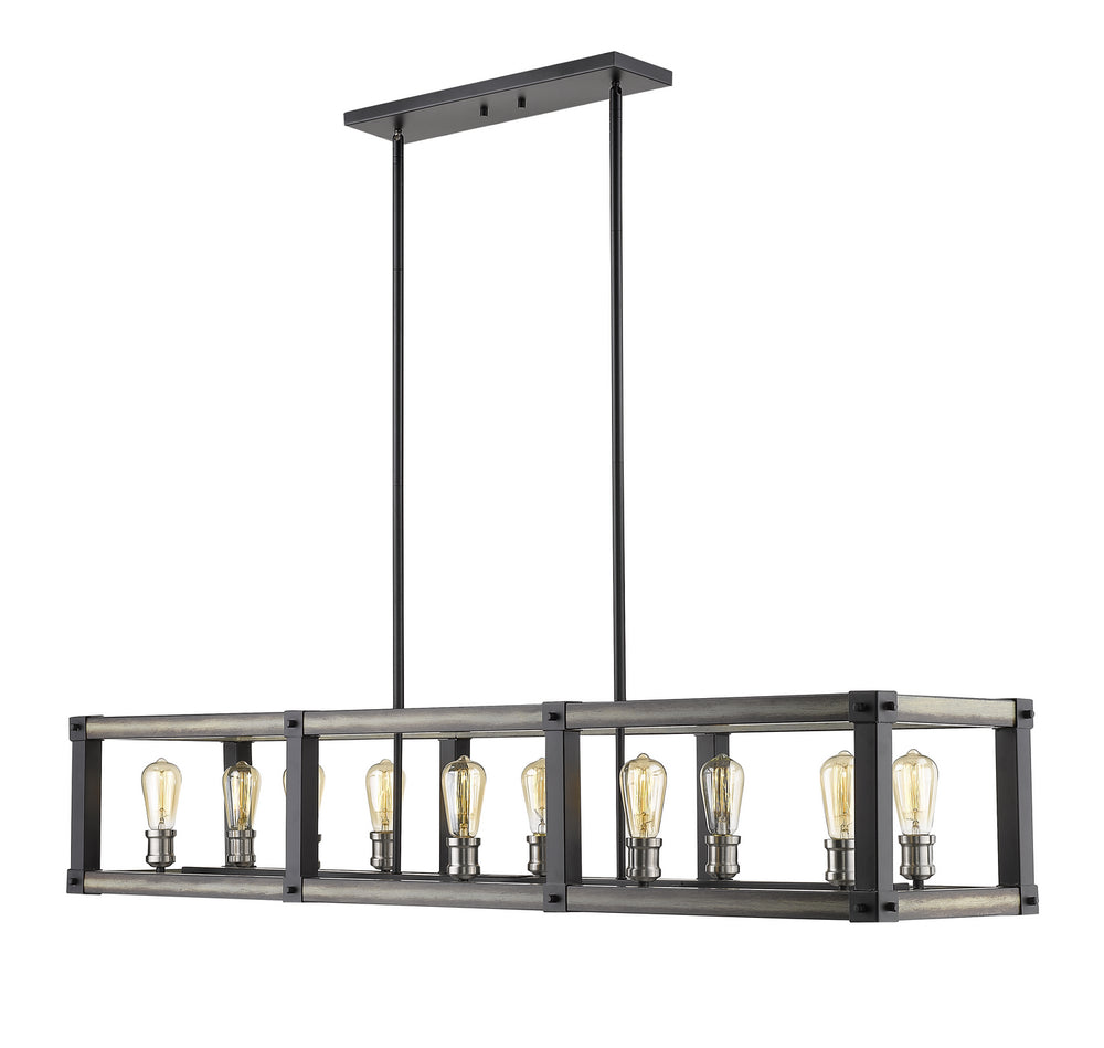 Z-Lite Canada - Ten Light Linear Chandelier - Kirkland - Ashen Barnboard- Union Lighting Luminaires Decor