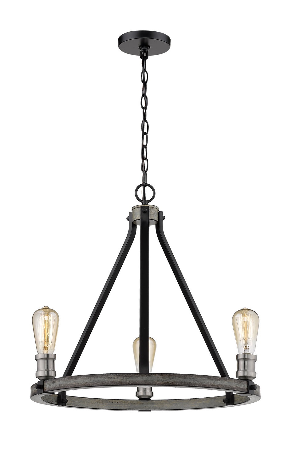 Z-Lite Canada - Three Light Chandelier - Kirkland - Ashen Barnboard- Union Lighting Luminaires Decor