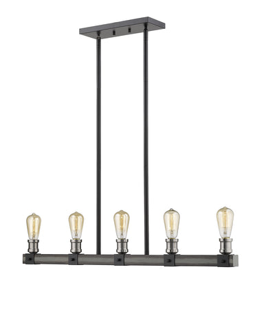 Z-Lite Canada - Five Light Linear Chandelier - Kirkland - Ashen Barnboard- Union Lighting Luminaires Decor