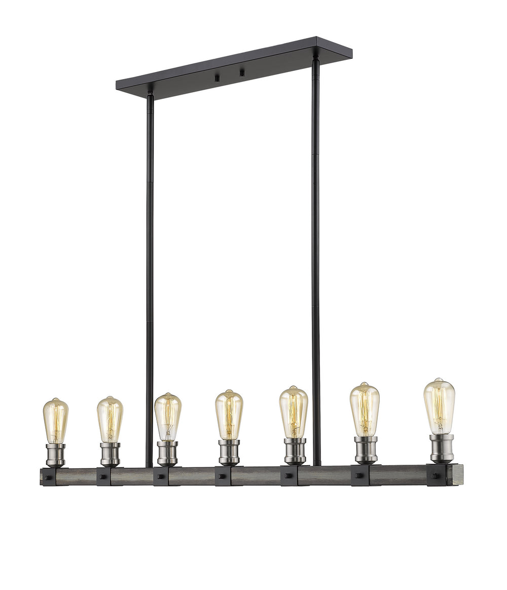 Z-Lite Canada - Seven Light Linear Chandelier - Kirkland - Ashen Barnboard- Union Lighting Luminaires Decor