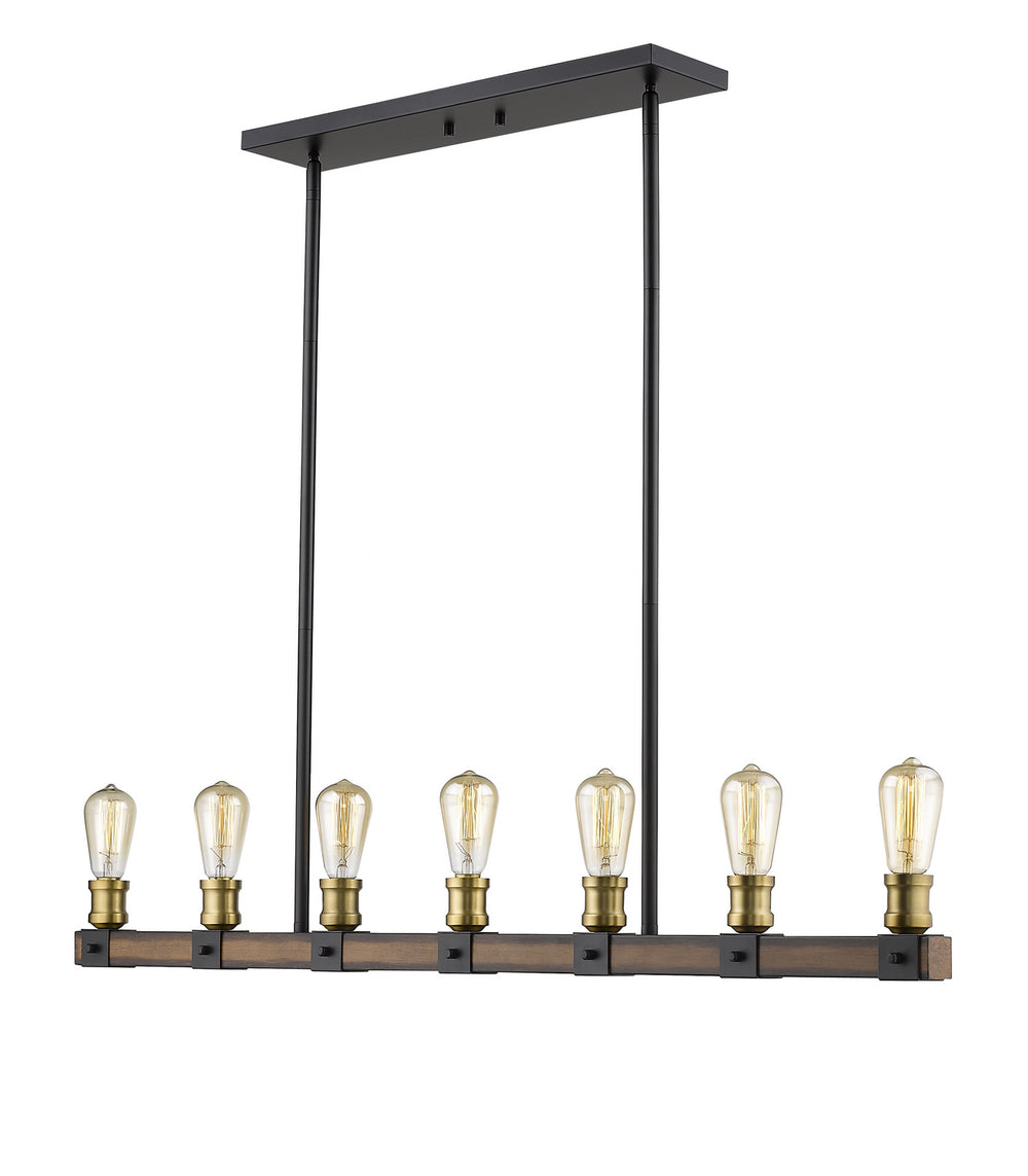 Z-Lite Canada - Seven Light Linear Chandelier - Kirkland - Rustic Mahogany- Union Lighting Luminaires Decor