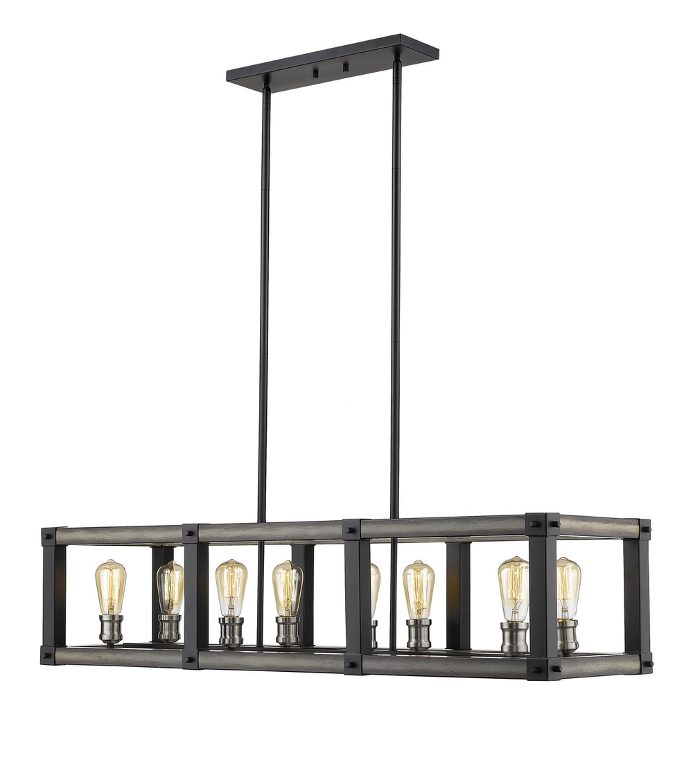 Z-Lite Canada - Eight Light Linear Chandelier - Kirkland - Ashen Barnboard- Union Lighting Luminaires Decor