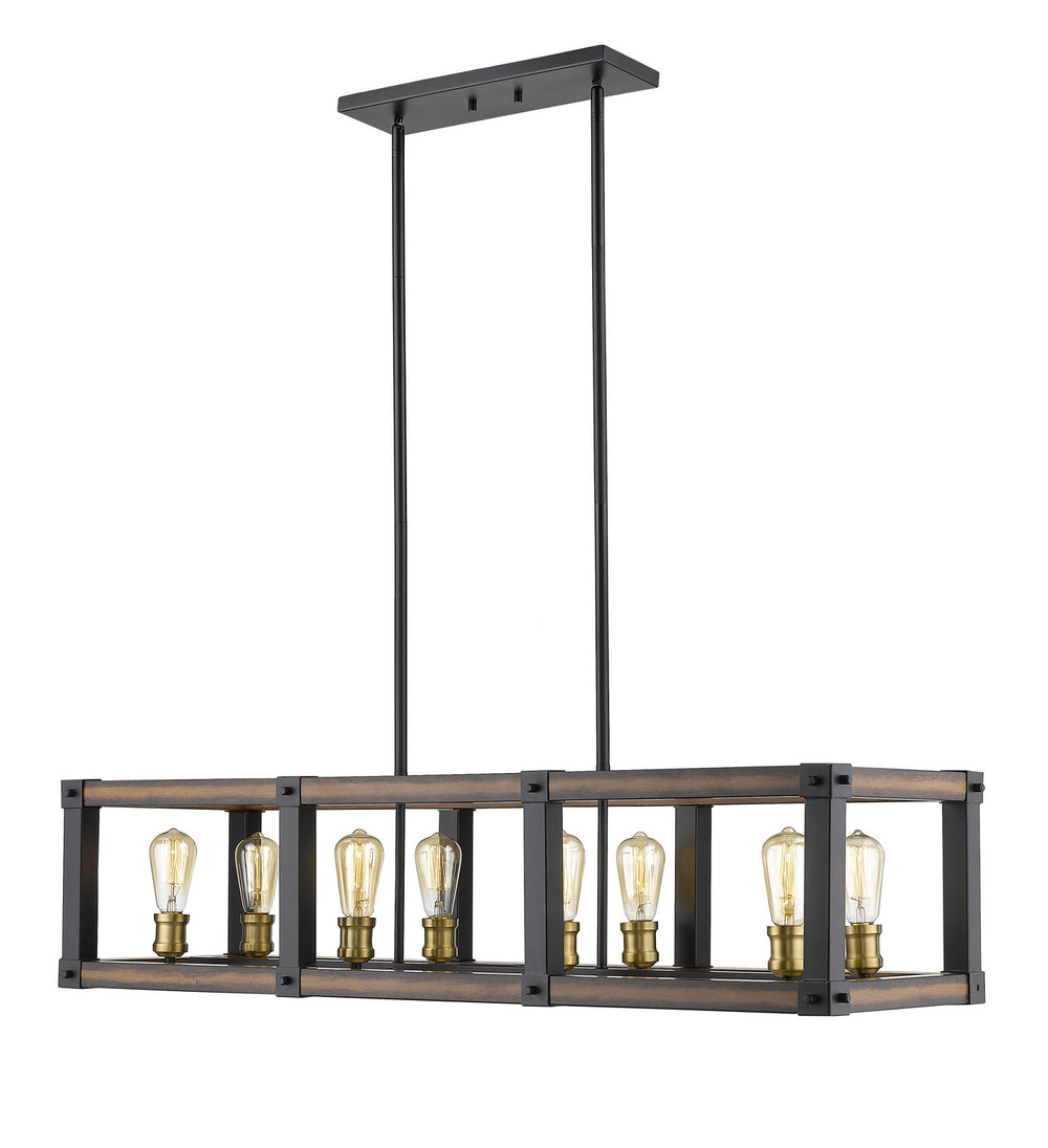 Z-Lite Canada - Eight Light Linear Chandelier - Kirkland - Rustic Mahogany- Union Lighting Luminaires Decor