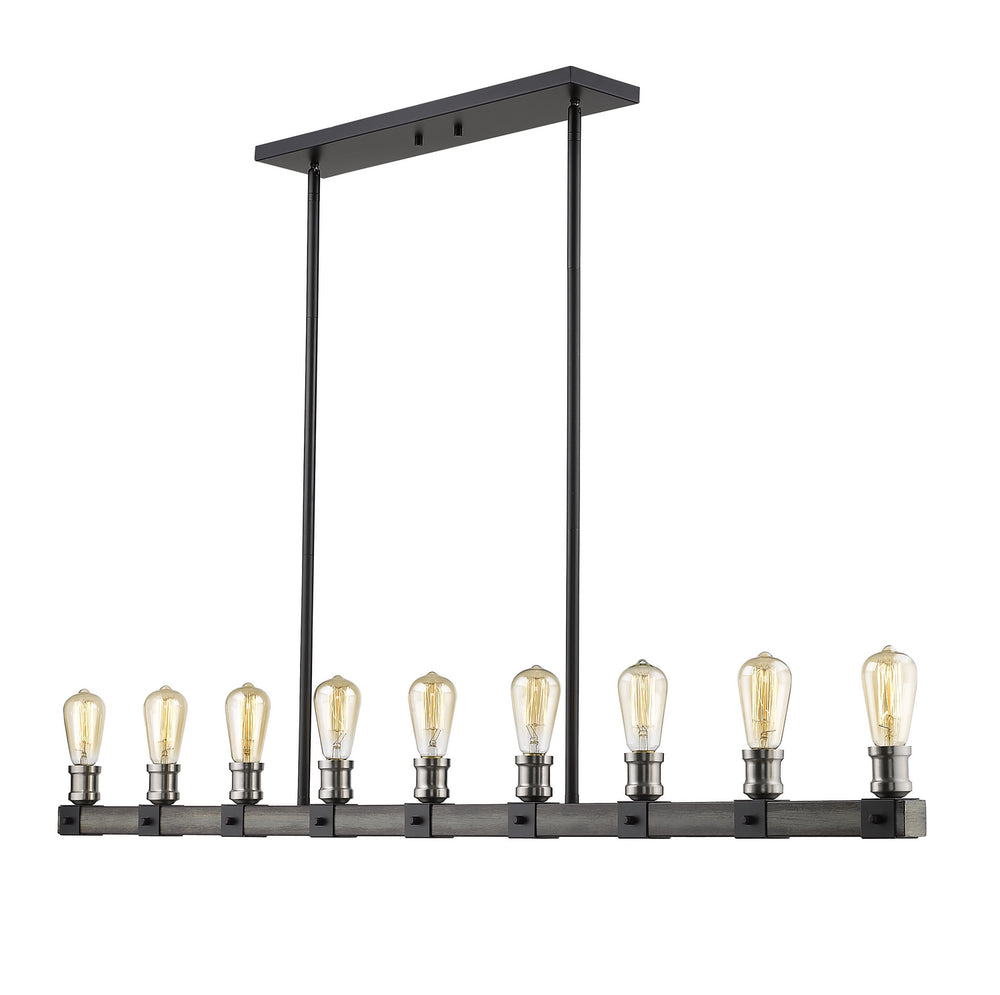 Z-Lite Canada - Nine Light Linear Chandelier - Kirkland - Ashen Barnboard- Union Lighting Luminaires Decor