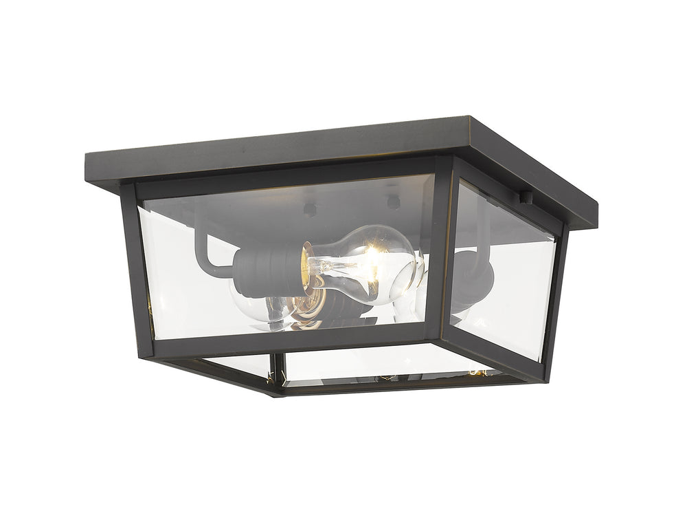 Z-Lite Canada - Three Light Outdoor Flush Mount - Beacon - Oil Rubbed Bronze- Union Lighting Luminaires Decor