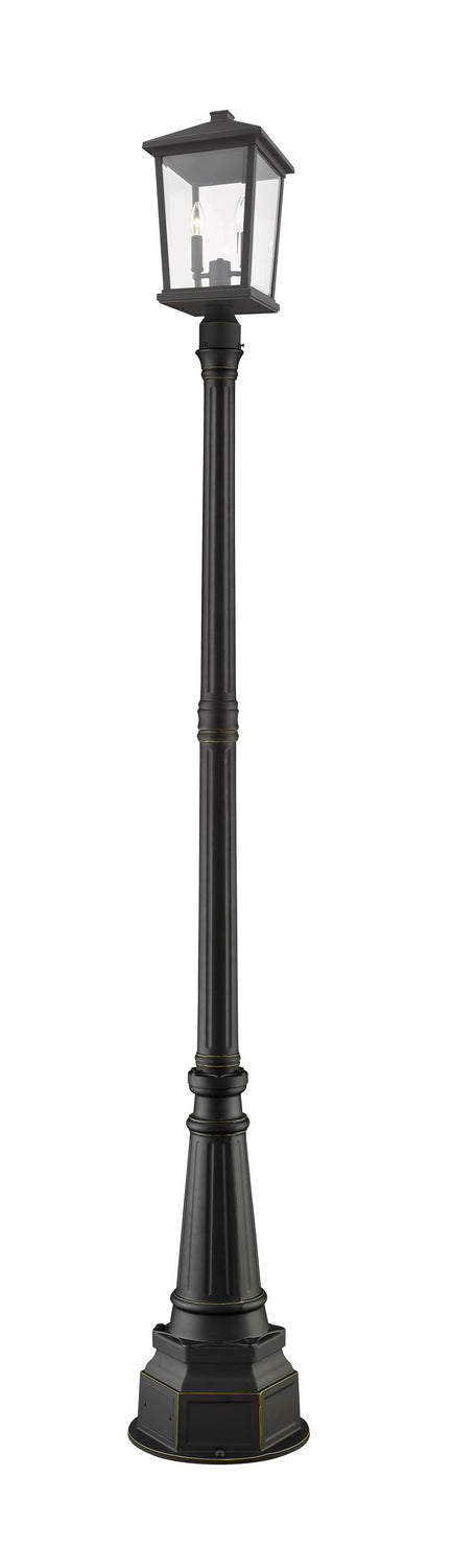Z-Lite Canada - Three Light Outdoor Post Mounted Fixture - Beacon - Oil Rubbed Bronze- Union Lighting Luminaires Decor
