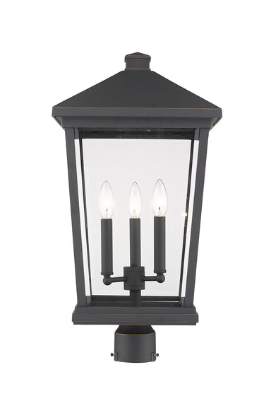 Z-Lite Canada - Three Light Outdoor Post Mount Fixture - Beacon - Oil Rubbed Bronze- Union Lighting Luminaires Decor