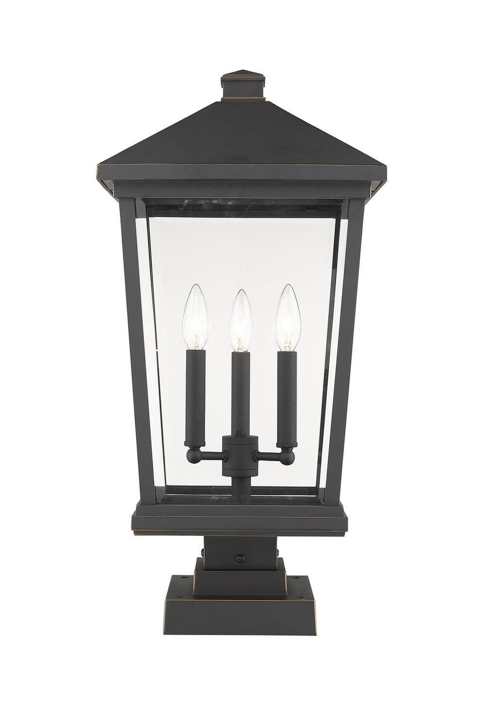 Z-Lite Canada - Three Light Outdoor Pier Mounted Fixture - Beacon - Oil Rubbed Bronze- Union Lighting Luminaires Decor