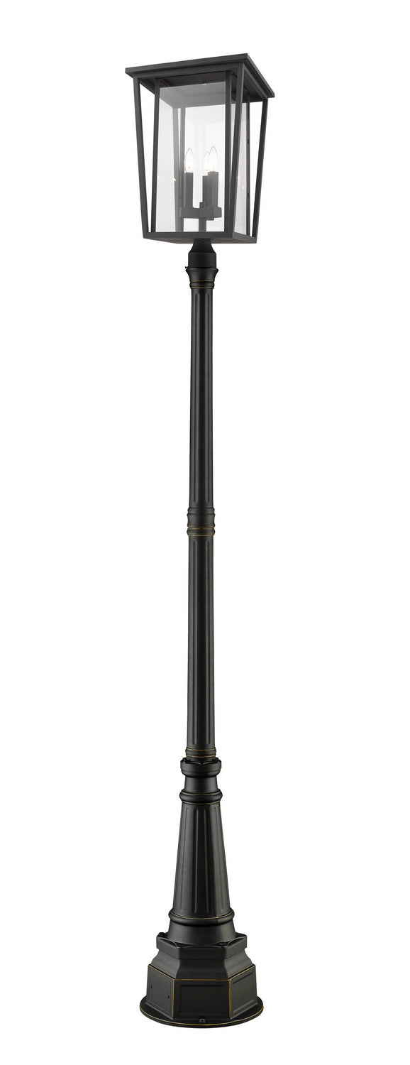 Z-Lite Canada - Three Light Outdoor Post Mounted Fixture - Seoul - Oil Rubbed Bronze- Union Lighting Luminaires Decor