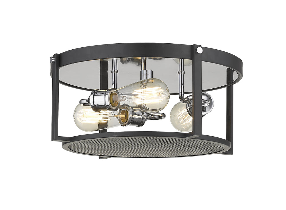 Z-Lite Canada - Three Light Flush Mount - Halcyon - Matte Black + Chrome- Union Lighting Luminaires Decor