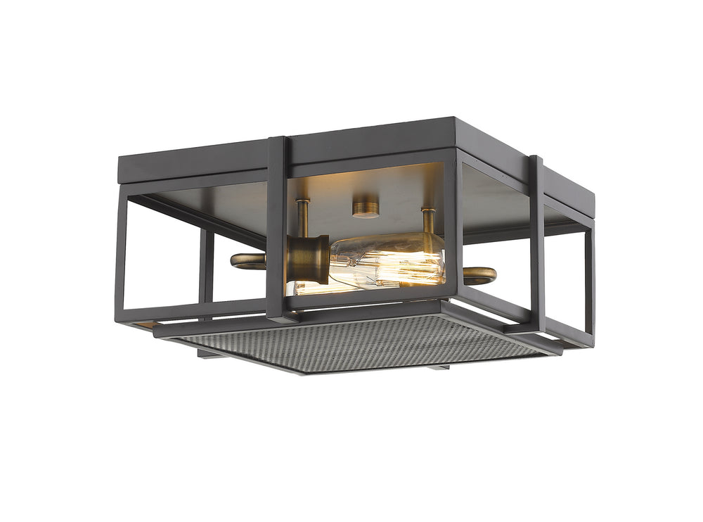Z-Lite Canada - Two Light Flush Mount - Halcyon - Bronze + Heritage Brass- Union Lighting Luminaires Decor