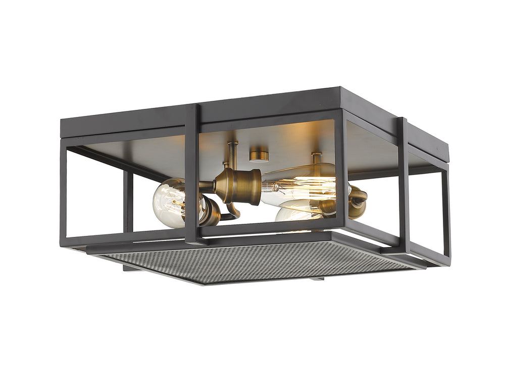 Z-Lite Canada - Three Light Flush Mount - Halcyon - Bronze + Heritage Brass- Union Lighting Luminaires Decor