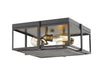 Z-Lite Canada - Three Light Flush Mount - Halcyon - Bronze + Heritage Brass- Union Lighting Luminaires Decor