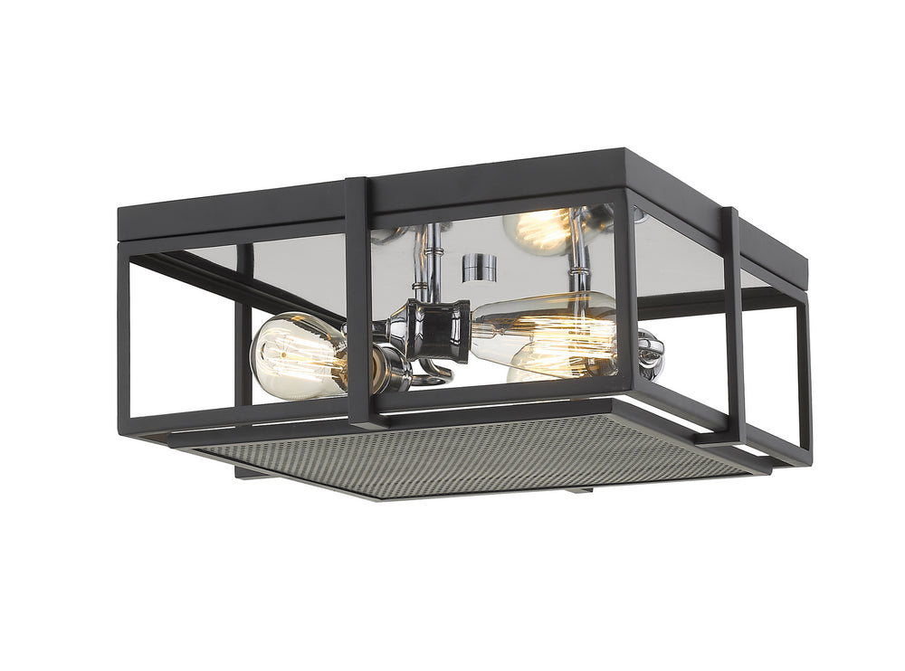 Z-Lite Canada - Three Light Flush Mount - Halcyon - Matte Black + Chrome- Union Lighting Luminaires Decor