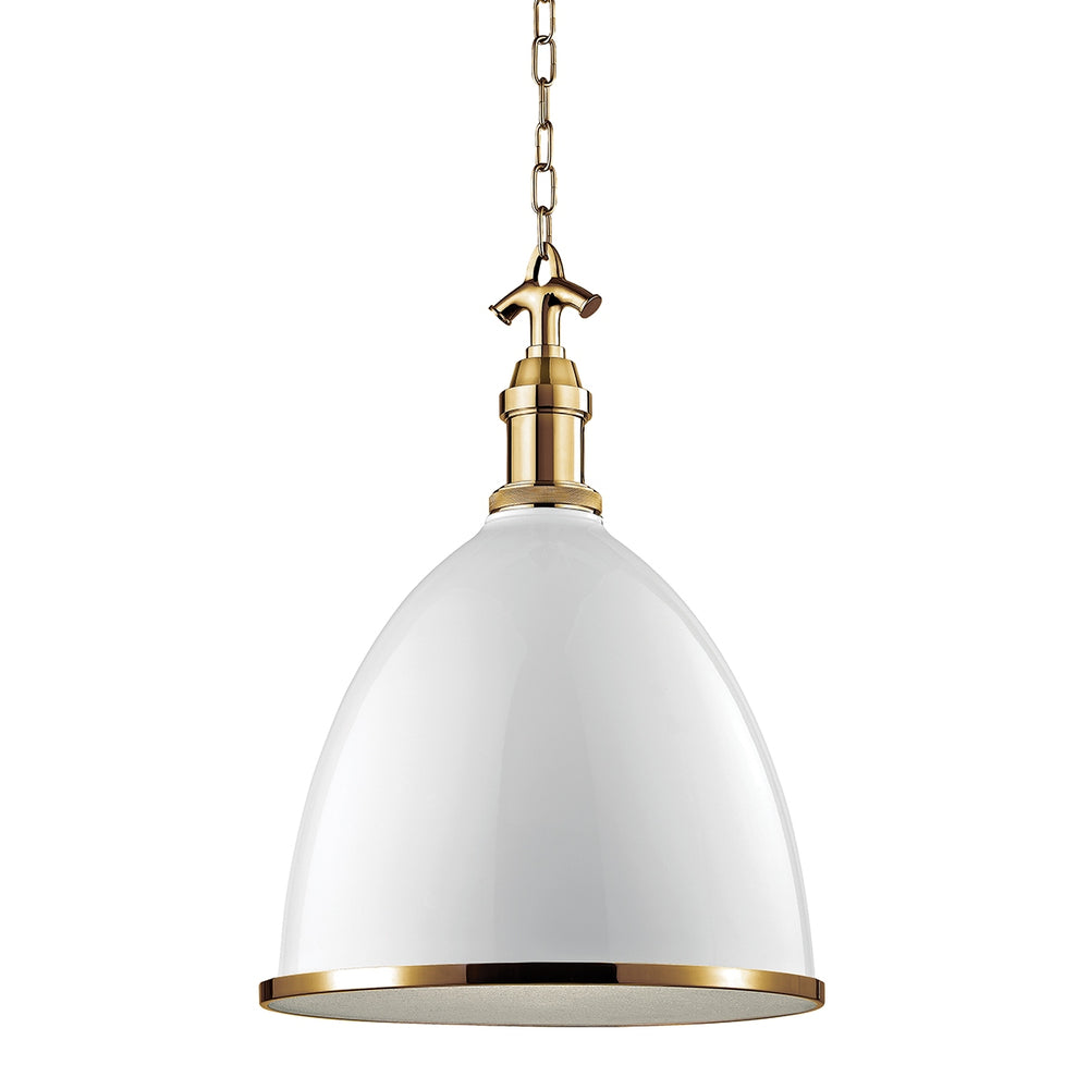 Hudson Valley Canada - One Light Pendant - Viceroy - White/Aged Brass- Union Lighting Luminaires Decor