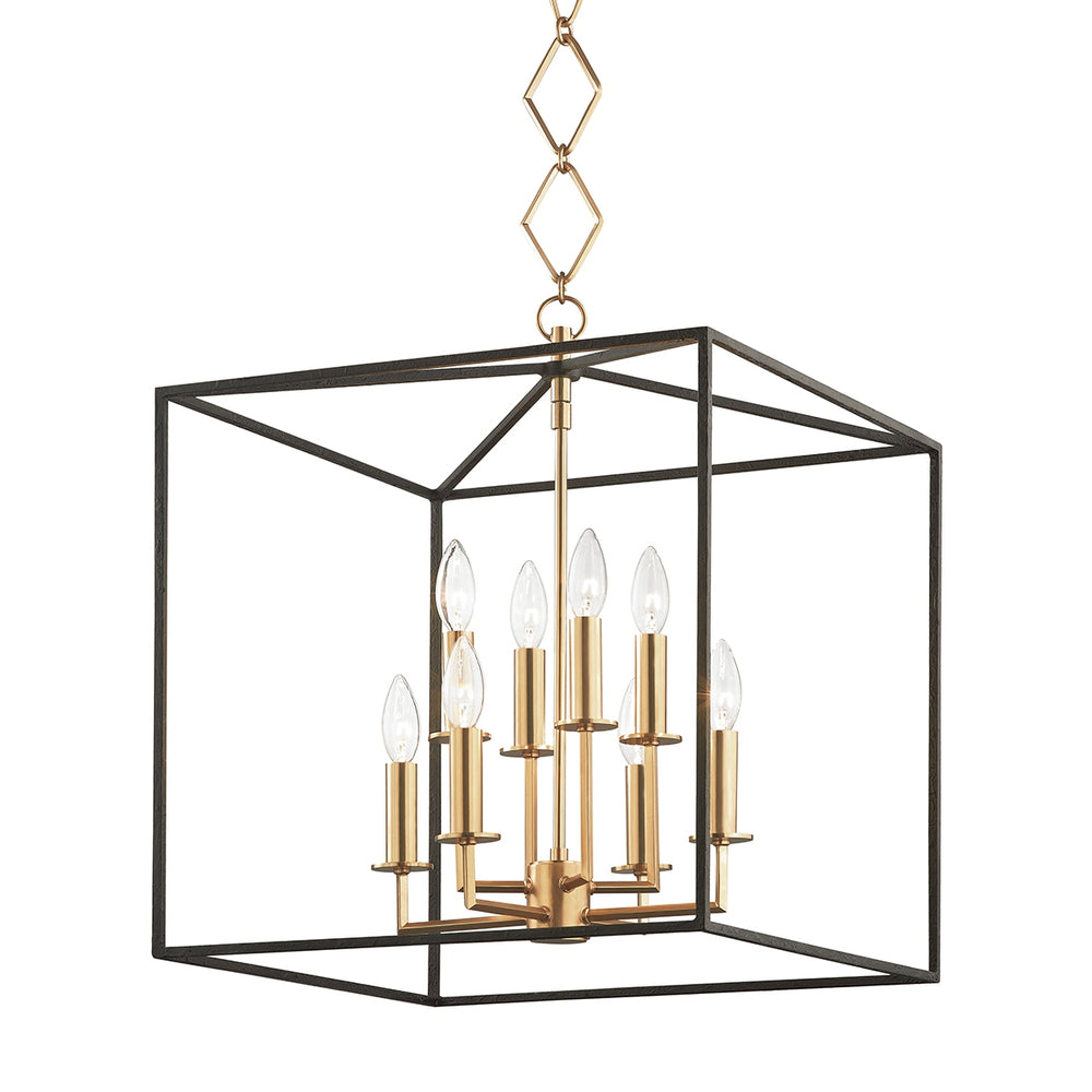 Hudson Valley Canada - Eight Light Lantern - Richie - Aged Brass/Black- Union Lighting Luminaires Decor