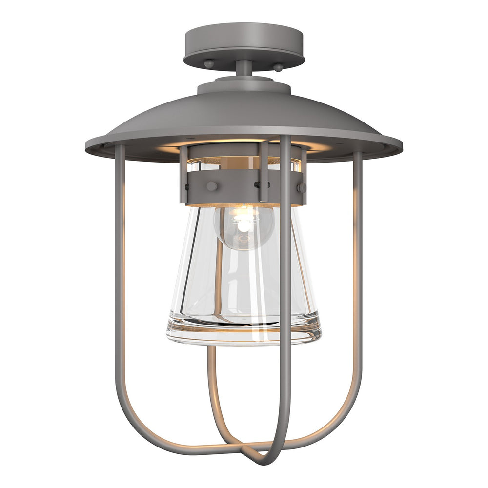 Hubbardton Forge - One Light Outdoor Semi-Flush Mount - Erlenmeyer - Coastal Burnished Steel- Union Lighting Luminaires Decor