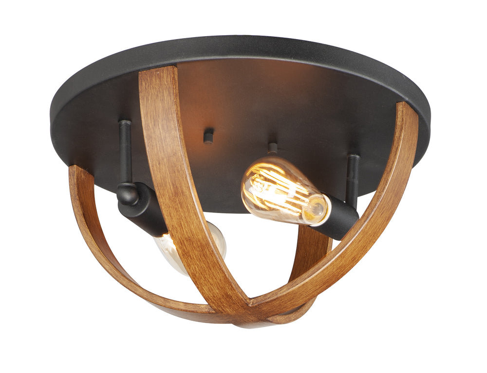 Maxim - Two Light Flush Mount - Compass - Antique Pecan / Black- Union Lighting Luminaires Decor