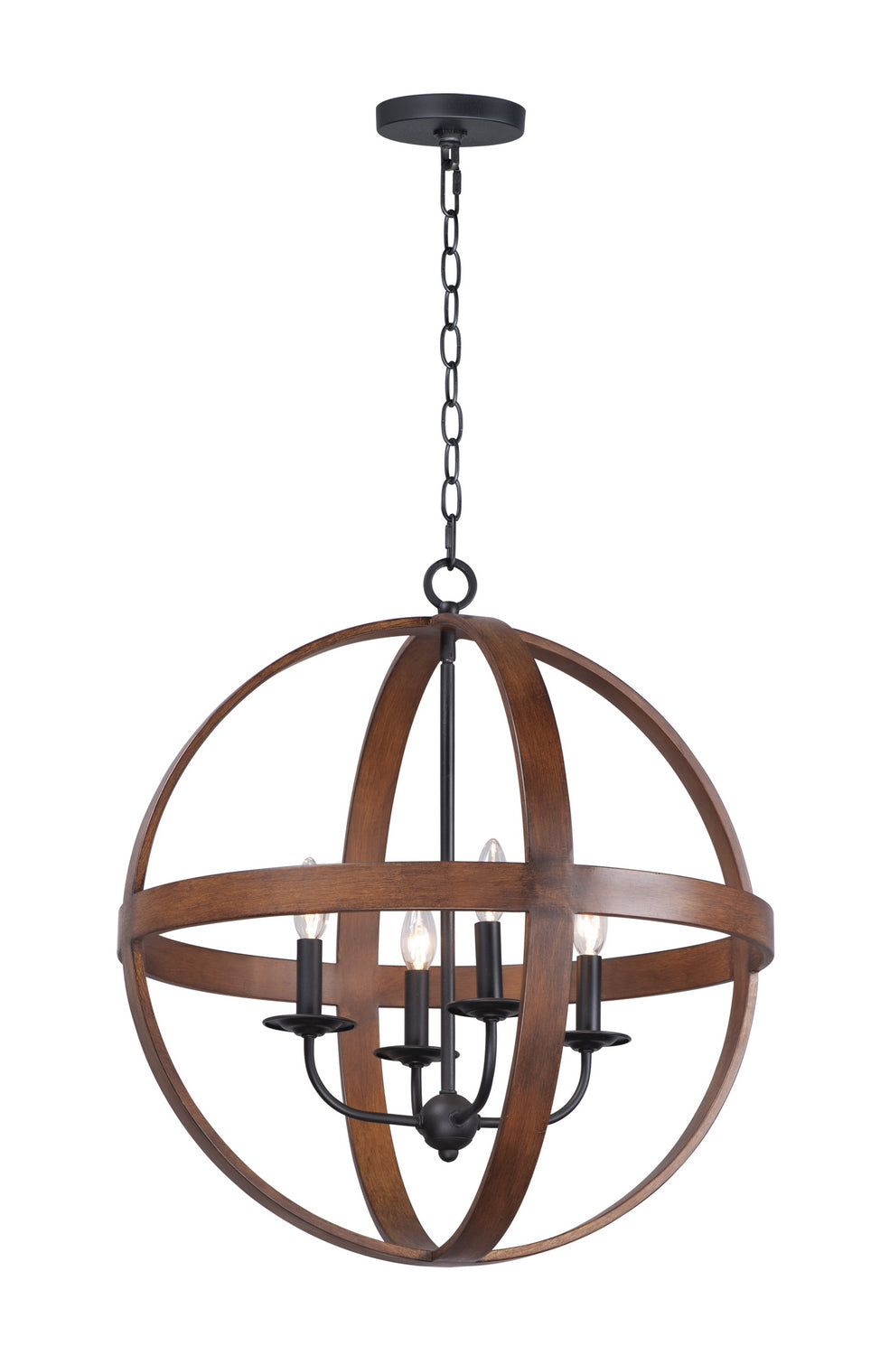 Maxim - Four Light Pendant - Compass - Antique Pecan / Black- Union Lighting Luminaires Decor