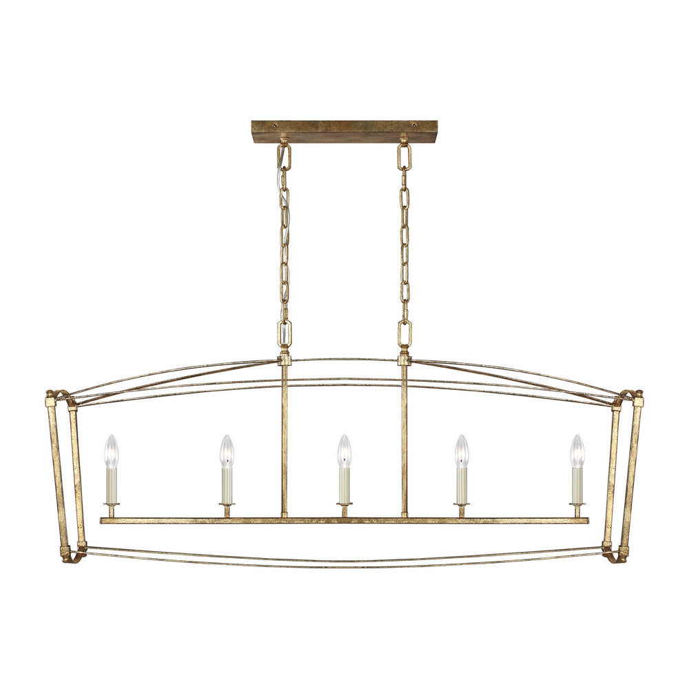 Visual Comfort Studio Canada - Five Light Linear Chandelier - Thayer - Antique Gild- Union Lighting Luminaires Decor