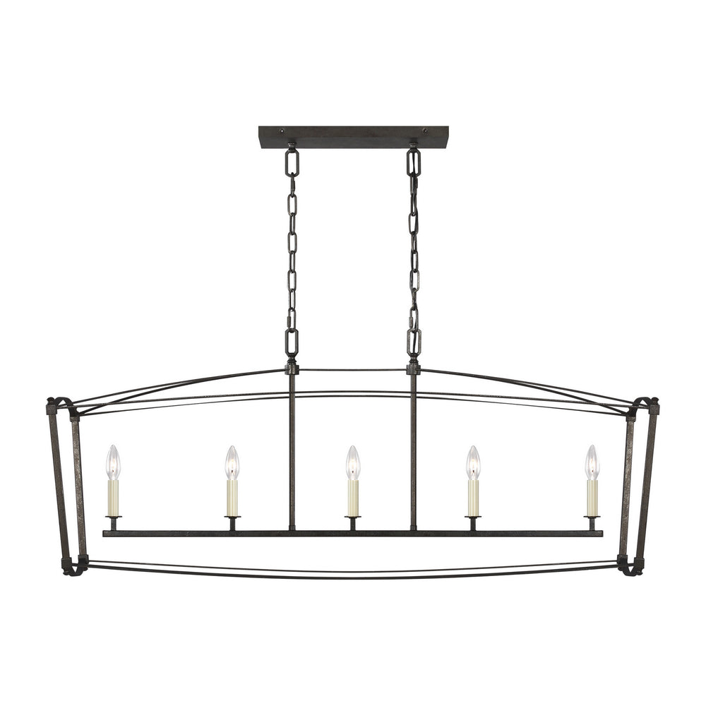Visual Comfort Studio Canada - Five Light Linear Chandelier - Thayer - Smith Steel- Union Lighting Luminaires Decor