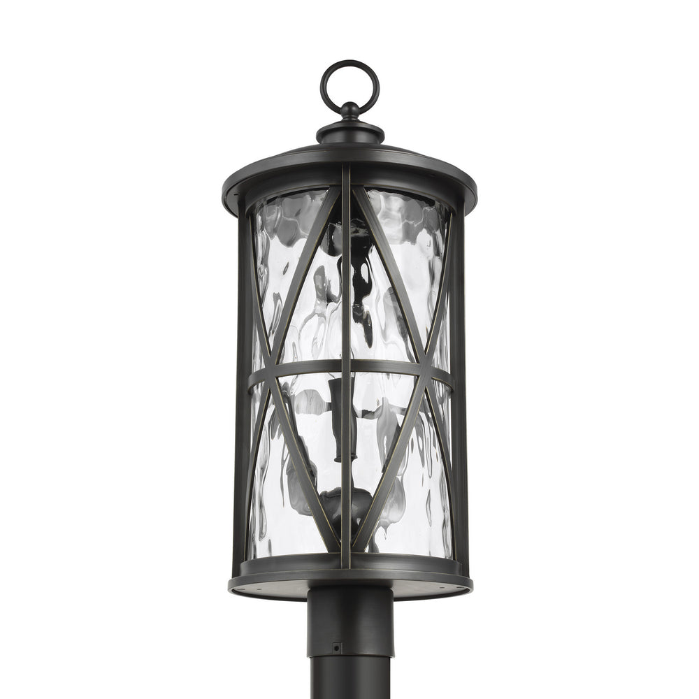 Generation Lighting Canada - Three Light Outdoor Post Lantern - Millbrooke - Antique Bronze- Union Lighting Luminaires Decor