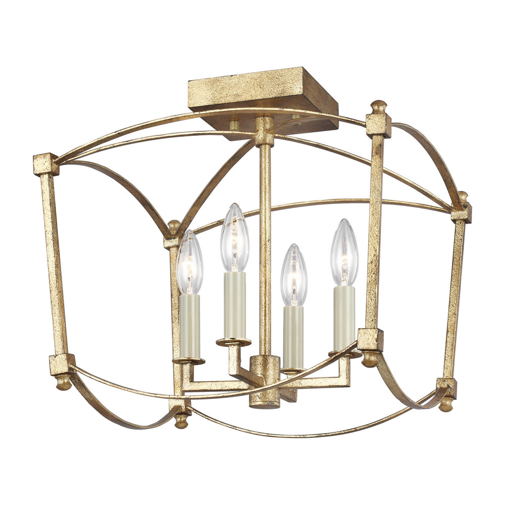 Visual Comfort Studio Canada - Four Light Semi-Flush Mount - Thayer - Antique Gild- Union Lighting Luminaires Decor