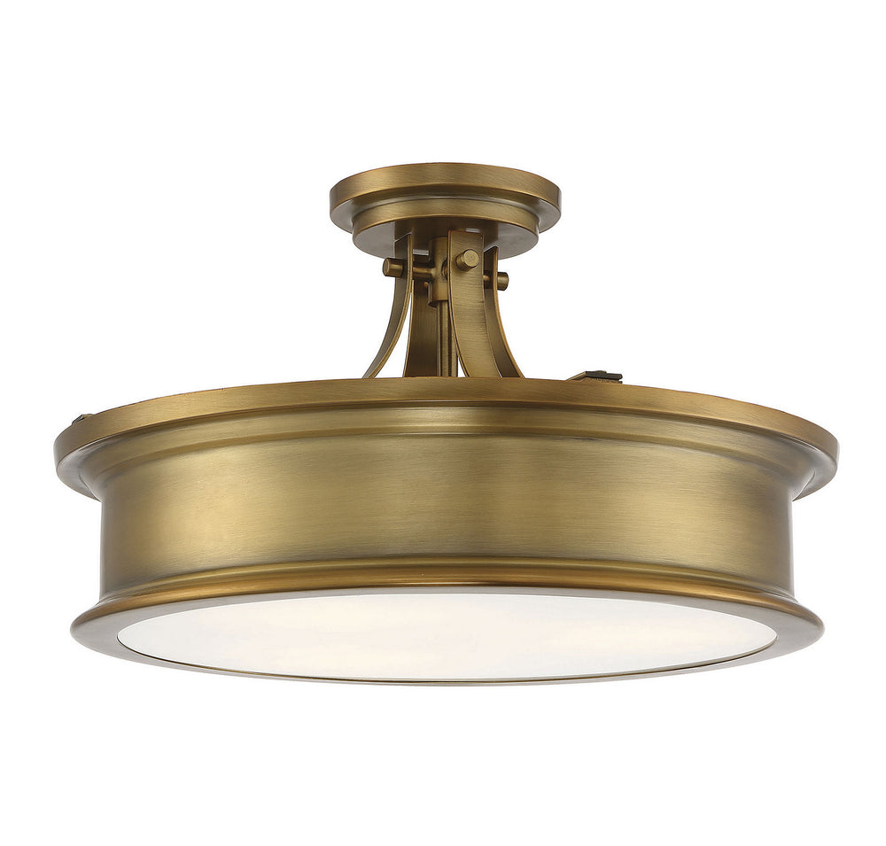 Savoy House - Three Light Semi-Flush Mount - Watkins - Warm Brass- Union Lighting Luminaires Decor