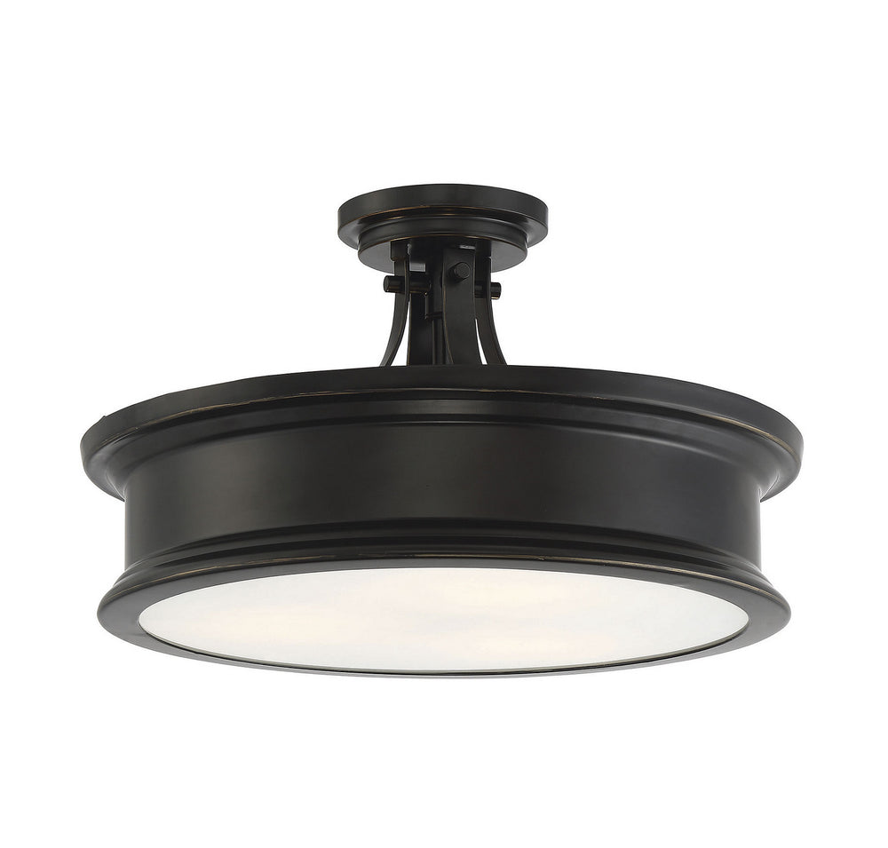 Savoy House - Three Light Semi-Flush Mount - Watkins - Classic Bronze- Union Lighting Luminaires Decor