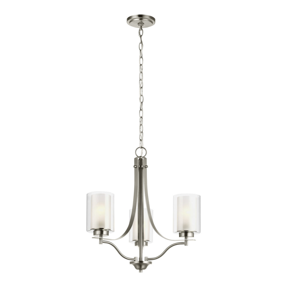 Generation Lighting Canada - Three Light Chandelier - Elmwood Park - Brushed Nickel- Union Lighting Luminaires Decor